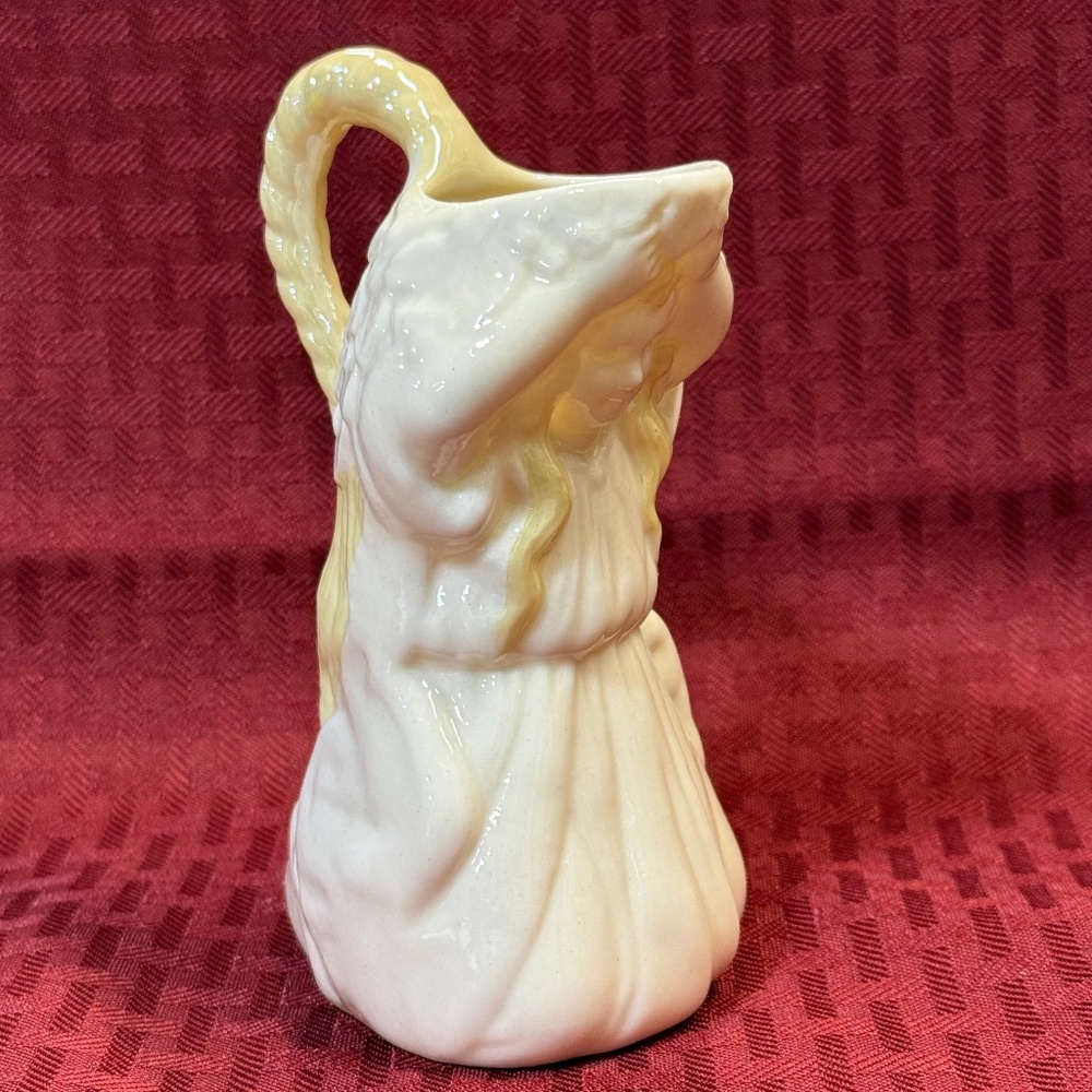 Belleek Irish Vintage Parian China Undine Nymph Creamer Pitcher 6th Green Mark